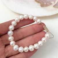 دستبند مروارید طبیعی مروارید پرورشی طبیعی مروارید سفید دستبند ماه تولد ماها دستبند مروارید گرد دستبند همه ماها