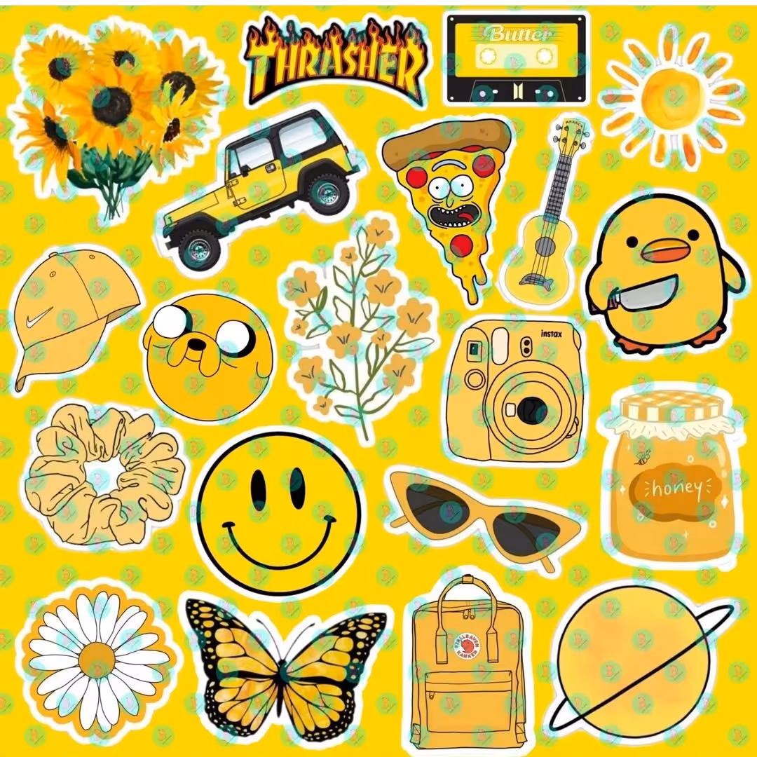 مگا پک استیکر تم ساز زرد