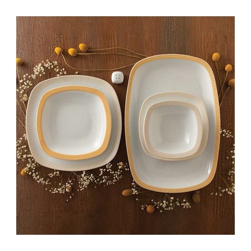 سرویس غذا خوری 98 پارچه کواترو مون بلان زرد چینی زرین
