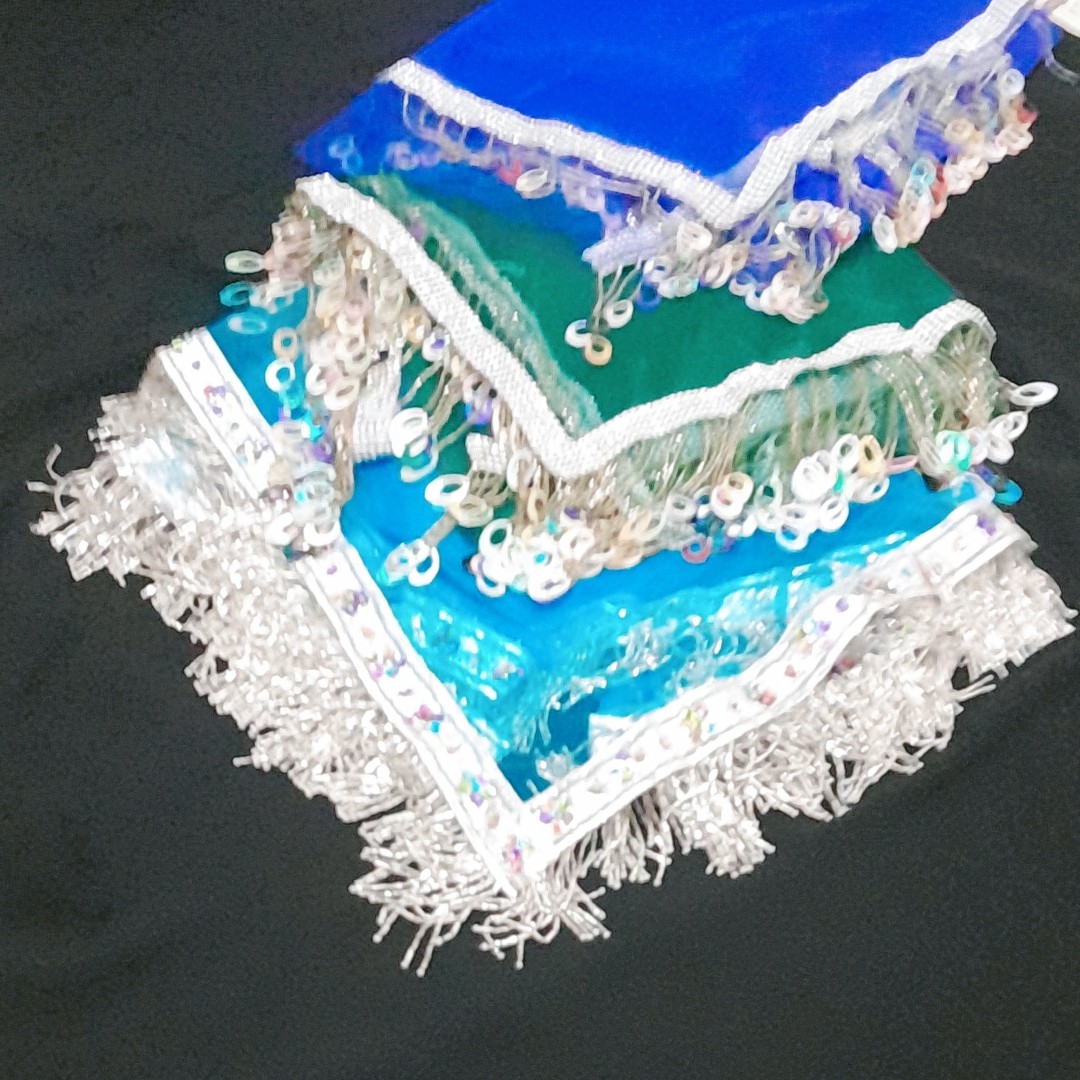 دسمال یاسوجی در 3رنگ پولک دوزی شده تور برای مجالس 