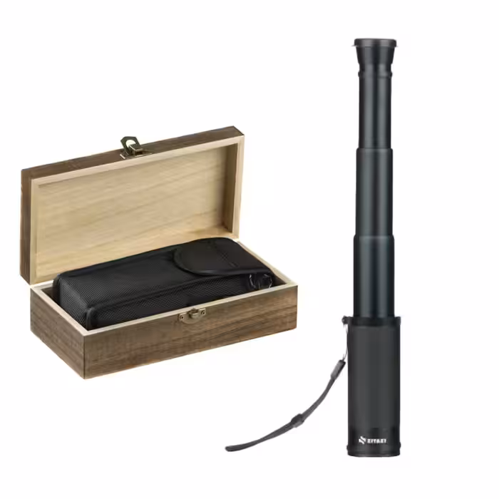 دوربین دوربین تک چشمی زیتازی مدل Limited Black Edition - با بزرگنمایی 25 برابر و عدسی 50 میلیمتری به همراه کیف چوبی و کاور حمل برزنتی