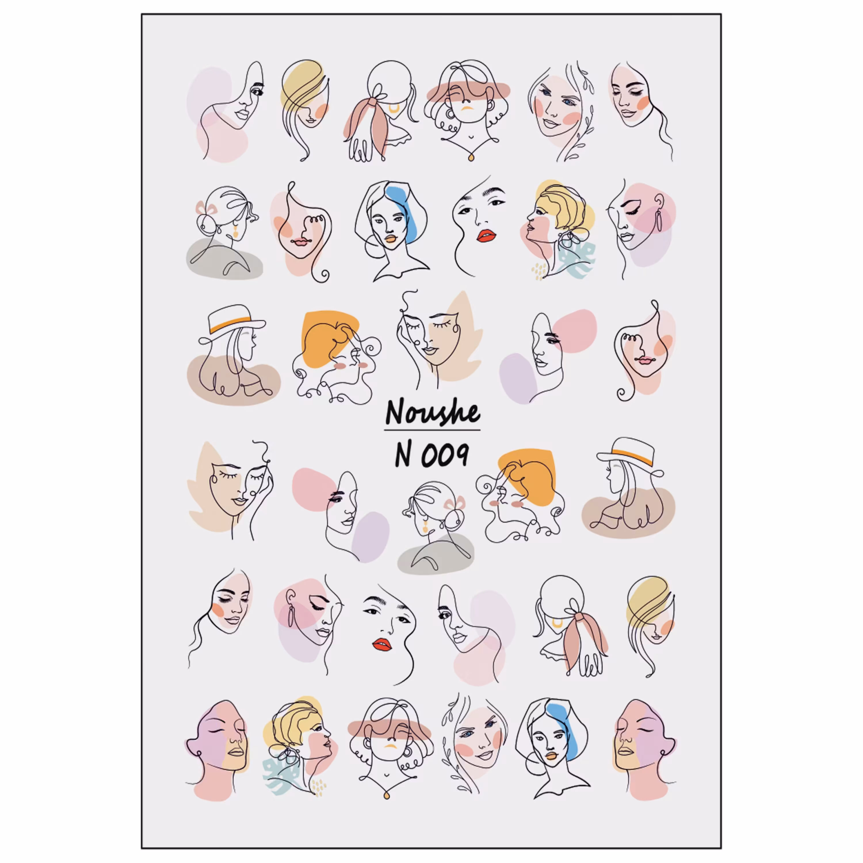 لنز ناخن نوشه مدل چهره کوبیسم کد N009