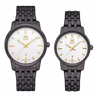 ست ساعت مچی عقربه ای زنانه و مردانه اوبلاک مدل 72701 رنگ تیتان صفحه سفید