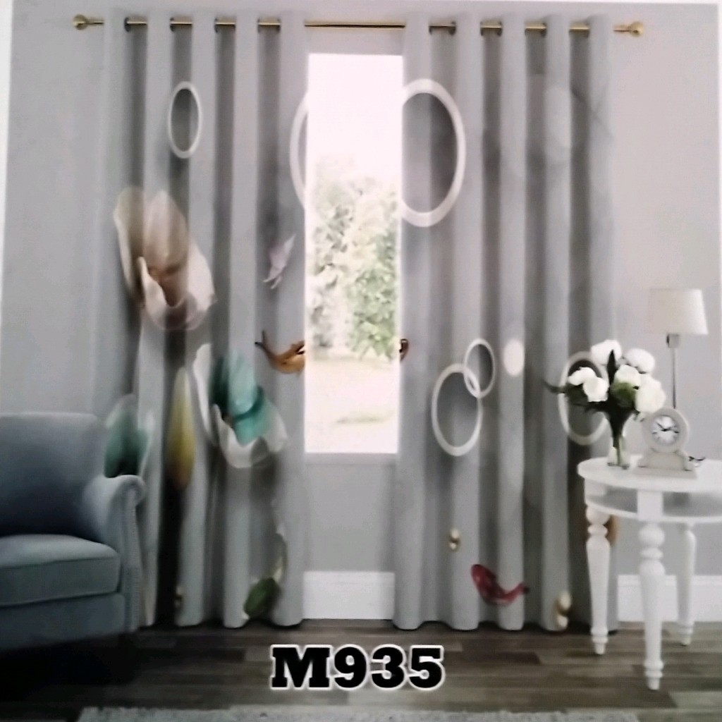 پرده چاپی پانچ  دو  قواره  طرح  گل  کد m935