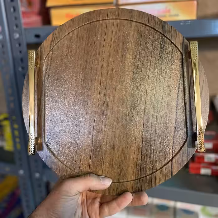 سینی گرد دسته طلایی