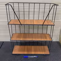 استند سه طبقه کف چوبی ارتفاع 50 کف 40 در عمق 12 سانت مفتول بسیار ضخیم و سنگین ابکاری استاتیک رنگ ثابت مفتول 5 دهم 