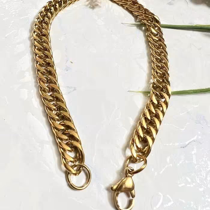 دستبند کارتیر بافت فشرده استیل با کیفیت عالی رنگ ثابت ضد حساسیت 18سانت