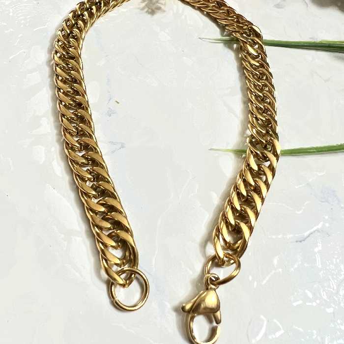 دستبند کارتیر بافت فشرده استیل با کیفیت عالی رنگ ثابت ضد حساسیت 18سانت