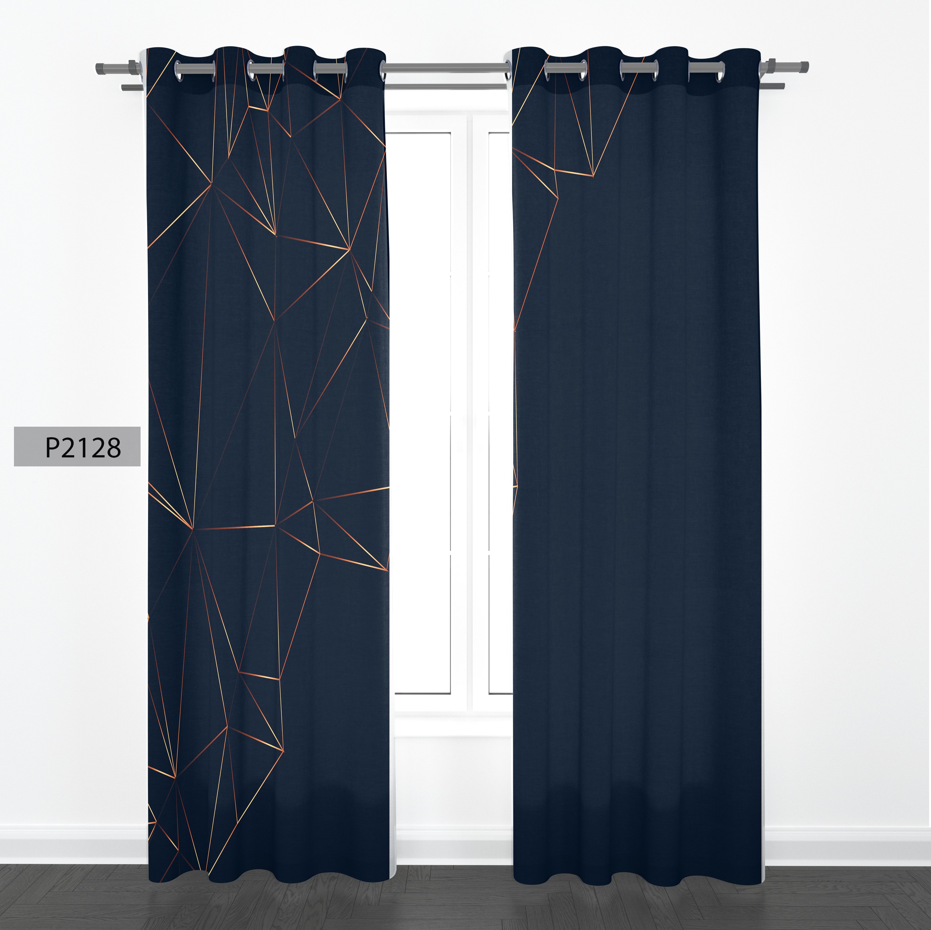 پرده هازان چاپی دو قواره دوخته شده پانچ شده هر قواره عرض140 ارتفاع 190کد2128