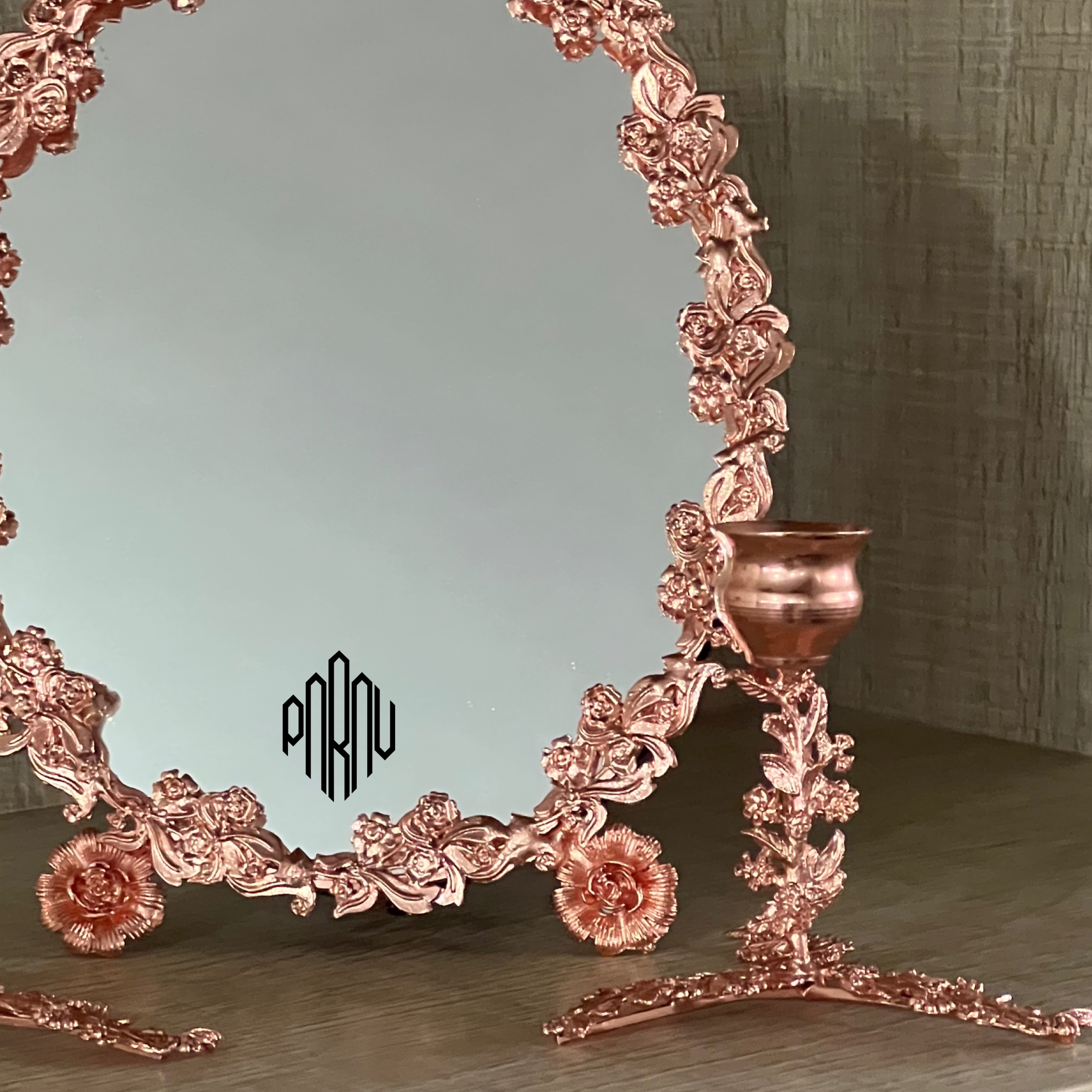 آینه و شمعدان هفت سین طرح گل زینتی