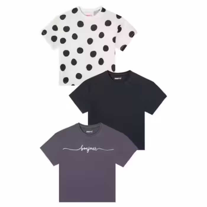 پک سه عددی تیشرت کراپ بچگانه برند آلمانی pepperts تیشرت دخترانه تیشرت