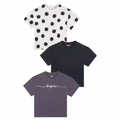 پک سه عددی تیشرت کراپ بچگانه برند آلمانی pepperts تیشرت دخترانه تیشرت