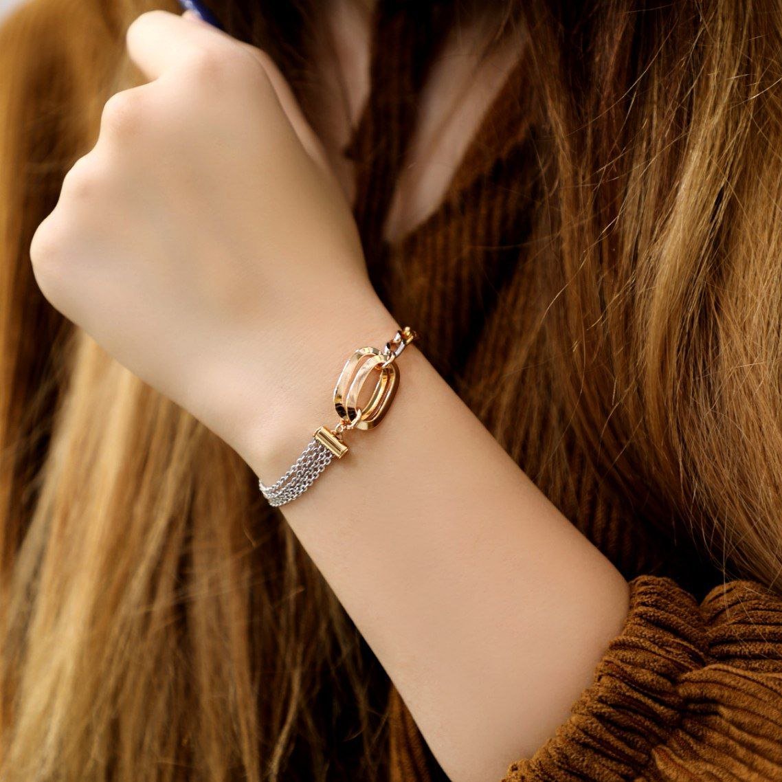 دستبند استیل طرح بیضی