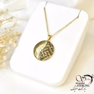 گردنبند نقره زنانه سیاه قلم طرح دایره کد 5943