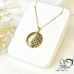 گردنبند نقره زنانه سیاه قلم طرح دایره کد 5943