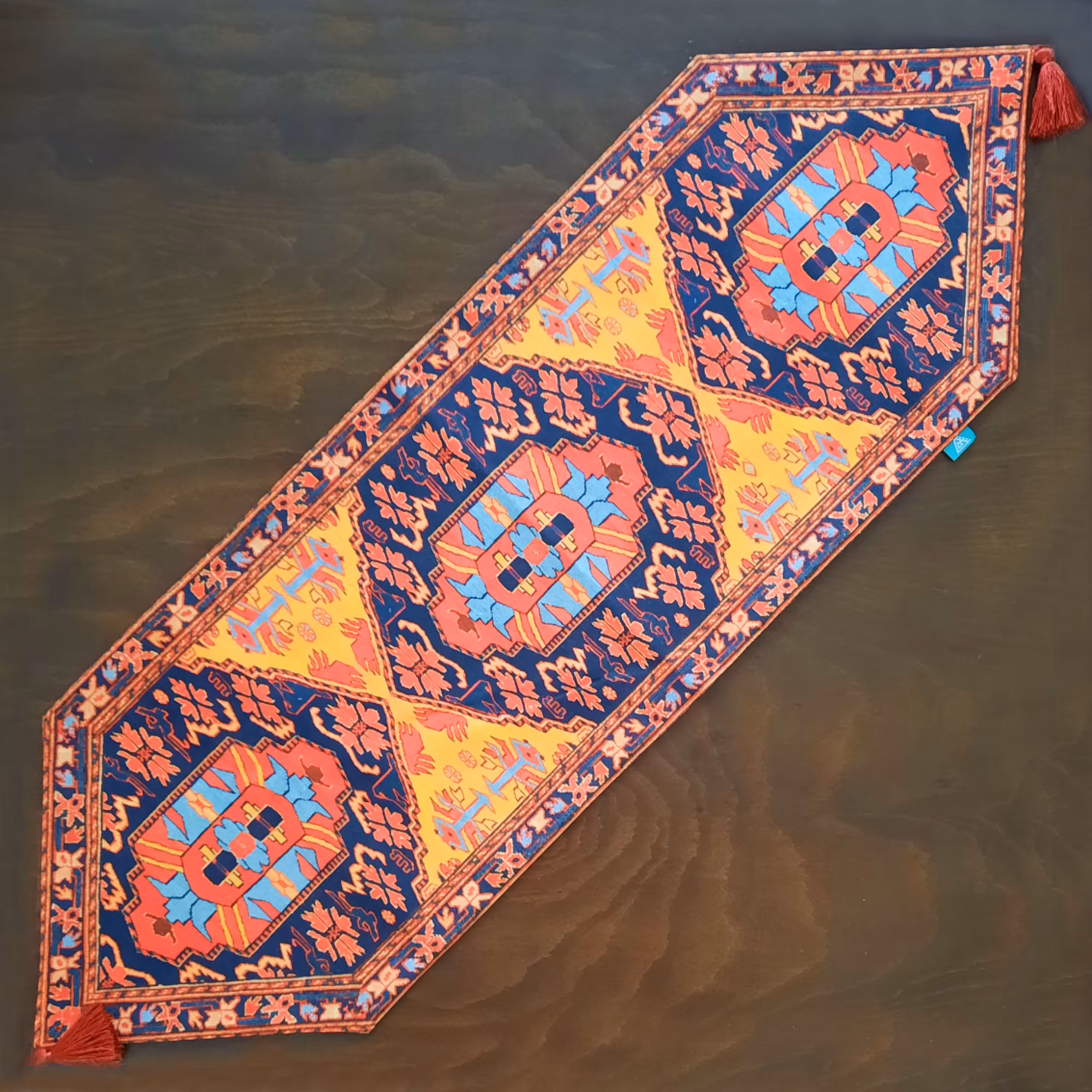 رانر مخمل آستر دار طرح 2سارای ( سایز 35.105 ) منگوله دار