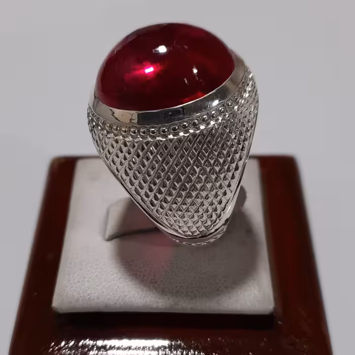 انگشتر یاقوت رکاب نقره عیار 925 دستساز