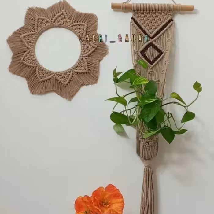 آویز گل و قاب آینه مکرومه