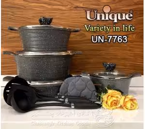 سرویس قابلمه گرانیتی 19 پارچه یونیک بادمجانی مدل UN-8859