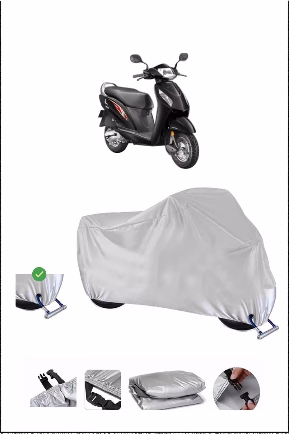 چادر موتورسیکلت خاکستری HONDA ACTAVA110 LOCK سازگار با ضد آب دوام موتور سیکلت برقی Breen