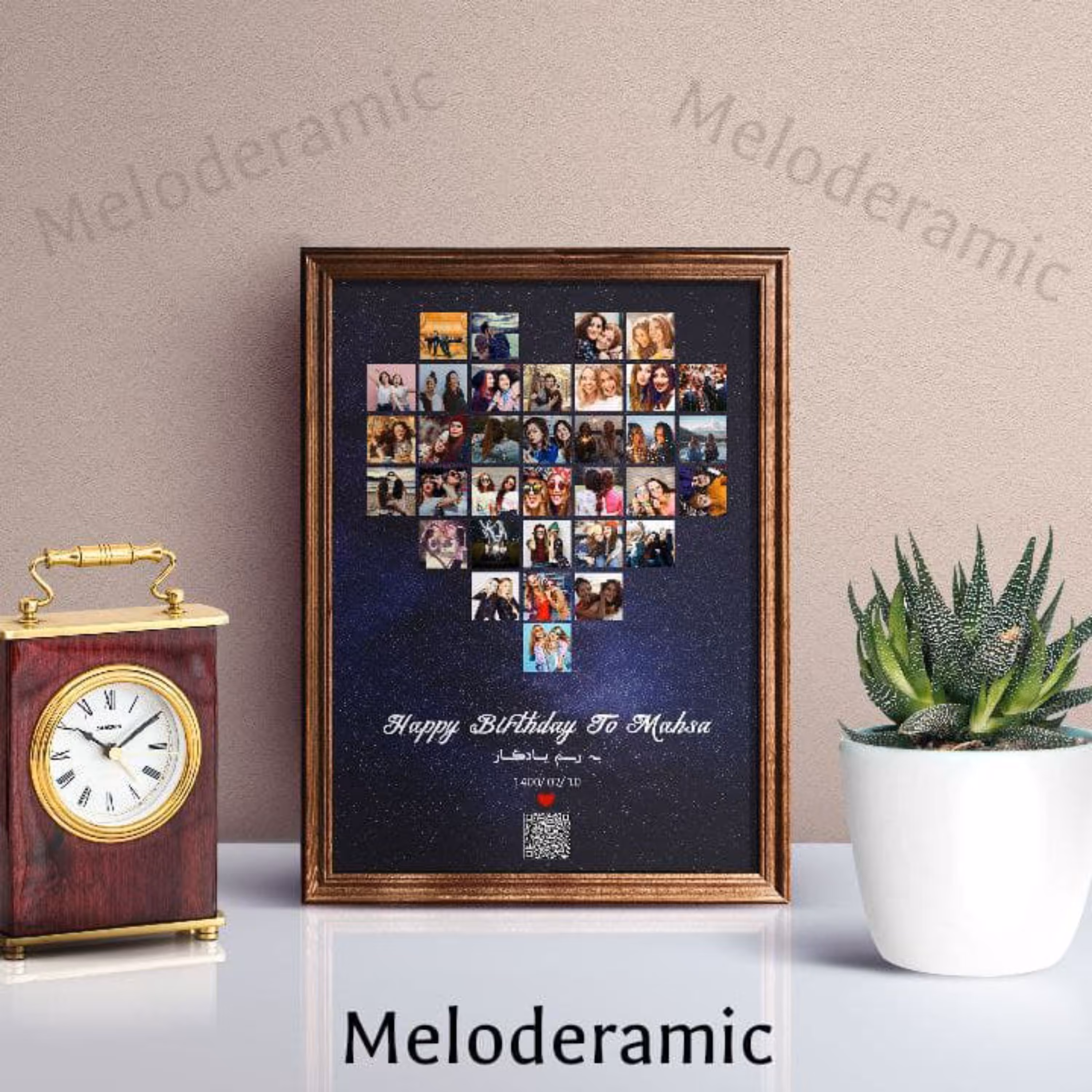 تابلو بارکد دار طرح قلب 34عکسی سایز 30X40
