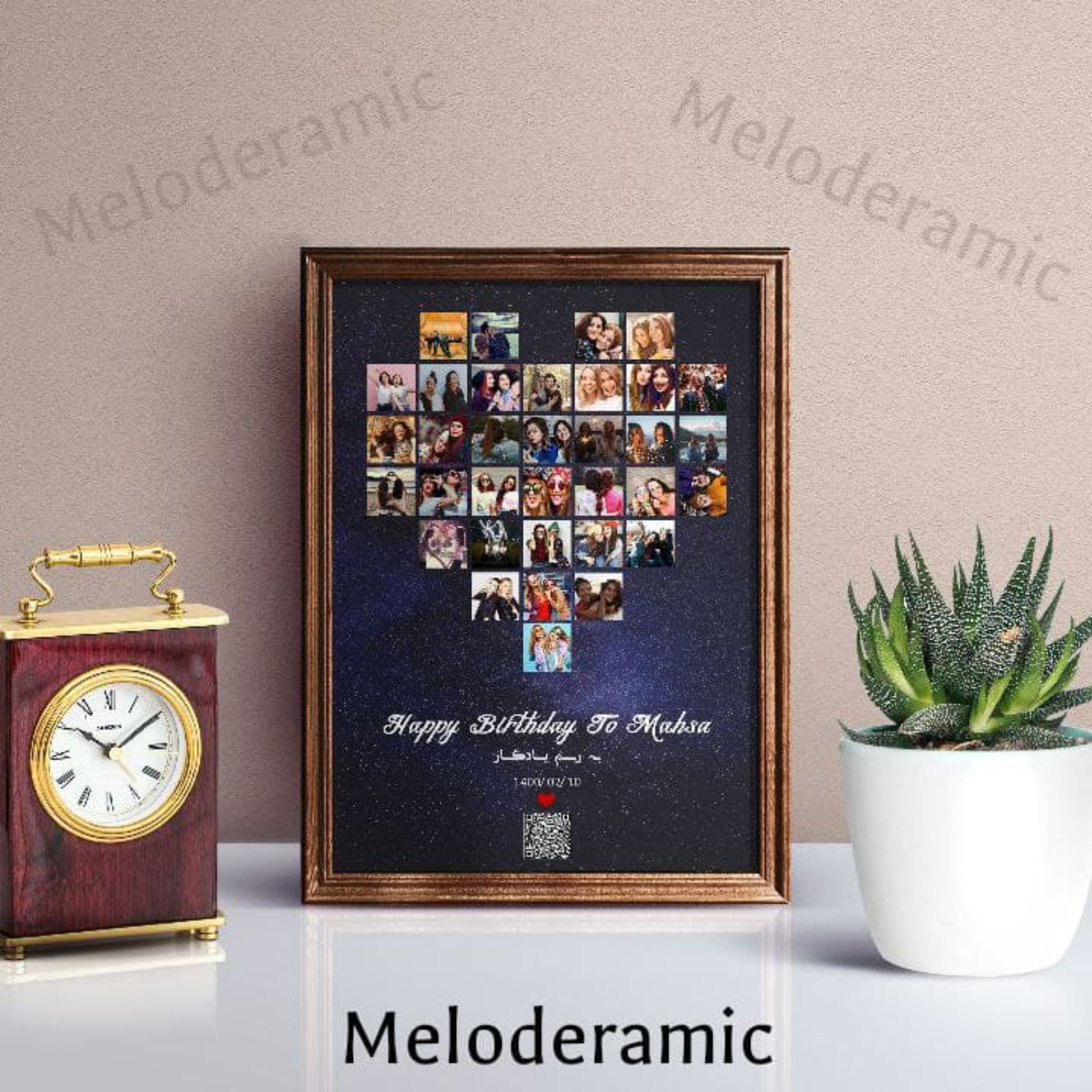 تابلو بارکد دار طرح قلب 34عکسی سایز 30X40