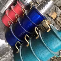 سرویس رنگی قابلمه رویی 4 تایی دسته طلایی، 