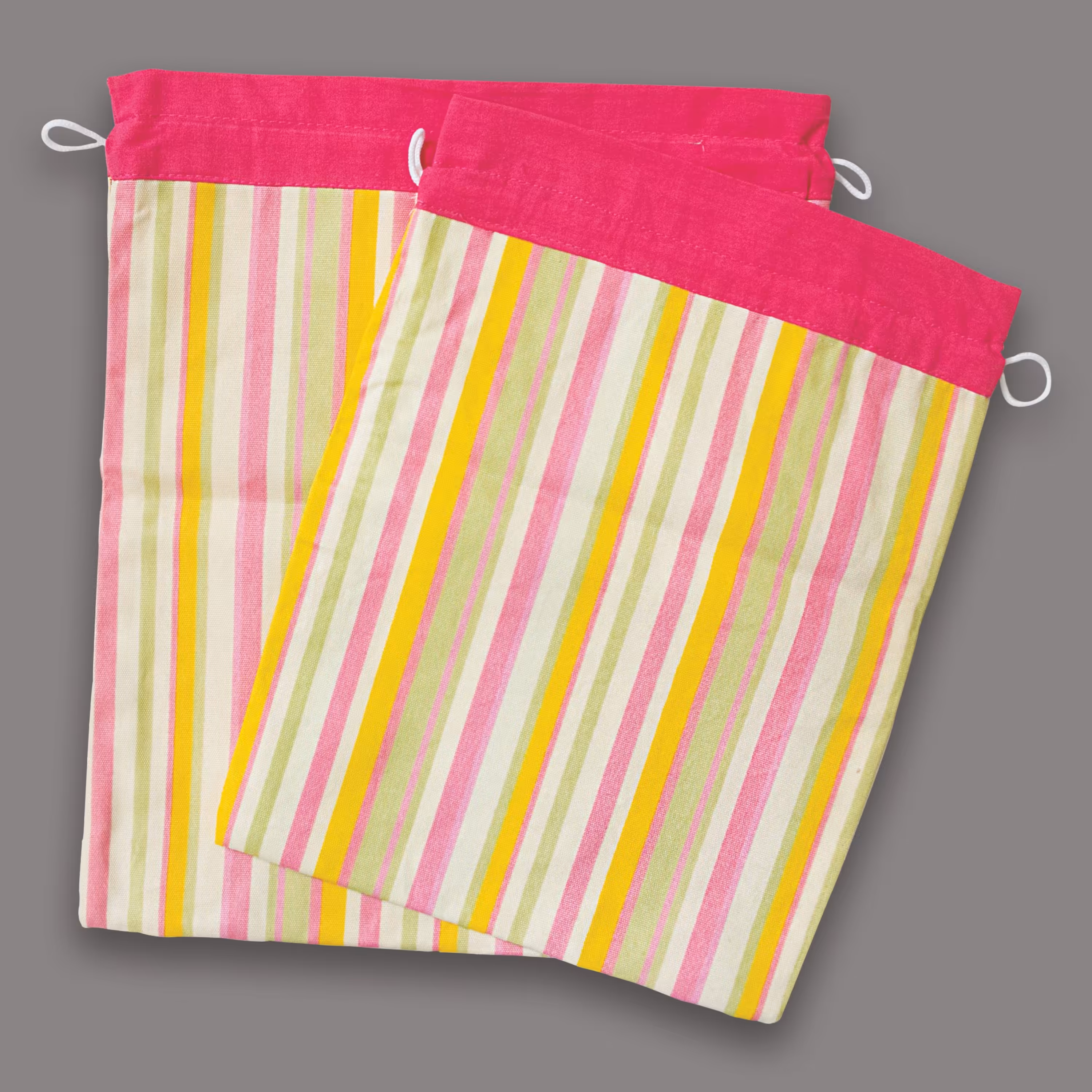 کیسه سبزی کتان دوتایی طرح اسپیرید صورتی