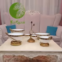 ظروف پذیرایی ست پنج تکه لیلیوم در رنگ طوسی، سفید،کرم،مشکی نقره کد 2