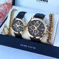 ست ساعت مردانه و زنانه با بند چرم صنعتی 