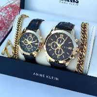 ست ساعت مردانه و زنانه با بند چرم صنعتی 