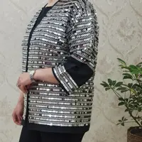 مانتو  کتی مزونی مجلسی سوزندوزی لینن پولکی با ارسال رایگان 