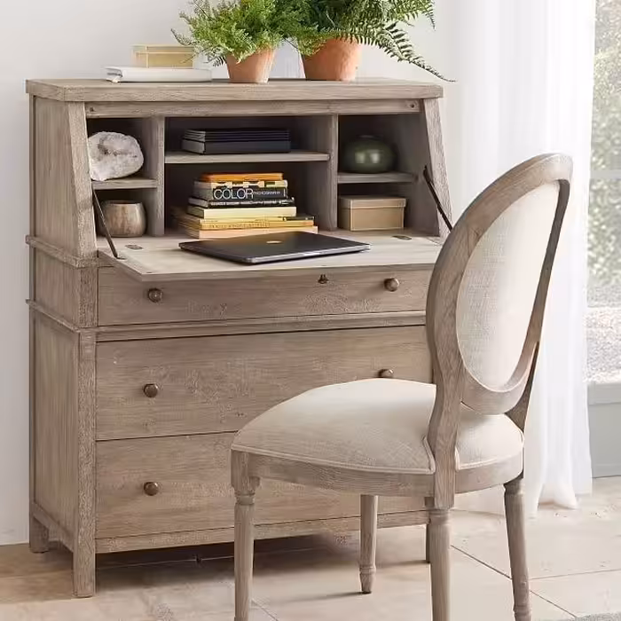 میزتحریر کتابخانه دار سه کشو با صندلی لویی