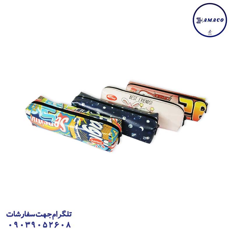 جامدادی تک زیپ چرم طرحدار