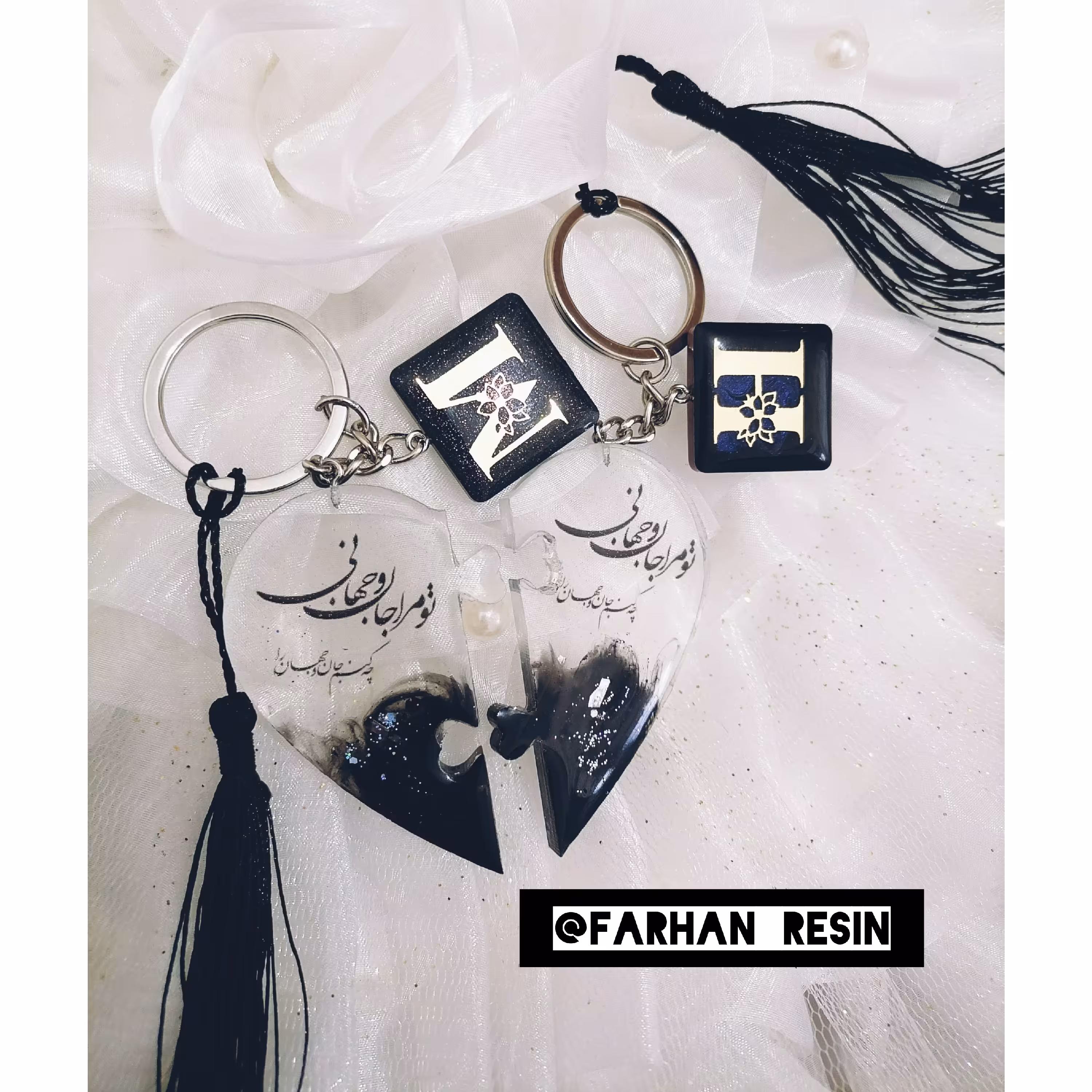 جاکلیدی قلب پازلی رزینی کار شده با رزین با کیفیت مناسب هدیه 