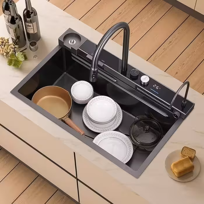 سینک آبشاری پیانویی HUADIAO دودی 3 کلیده