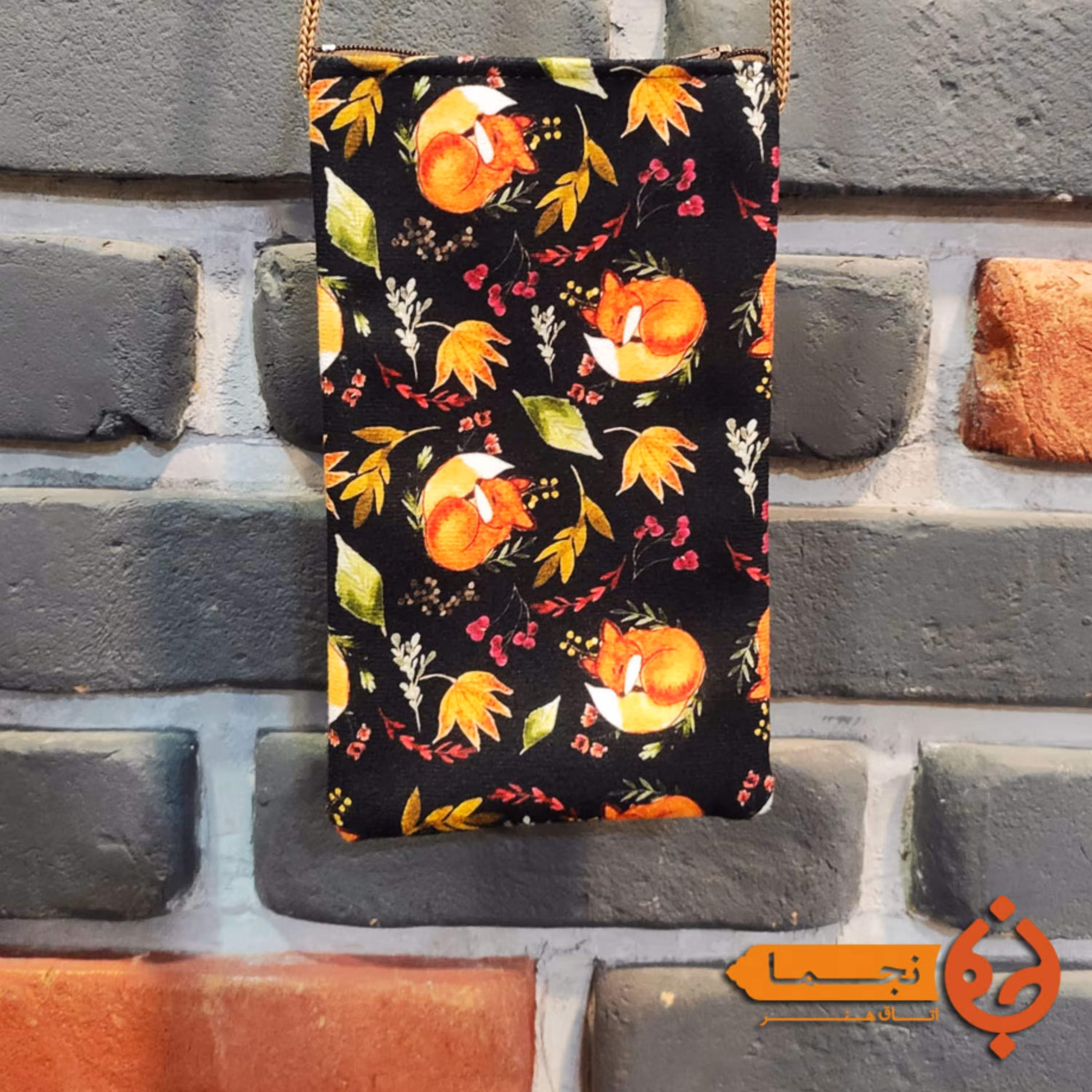 کیف موبایل مخمل کوبیده طرح روباه کد d09