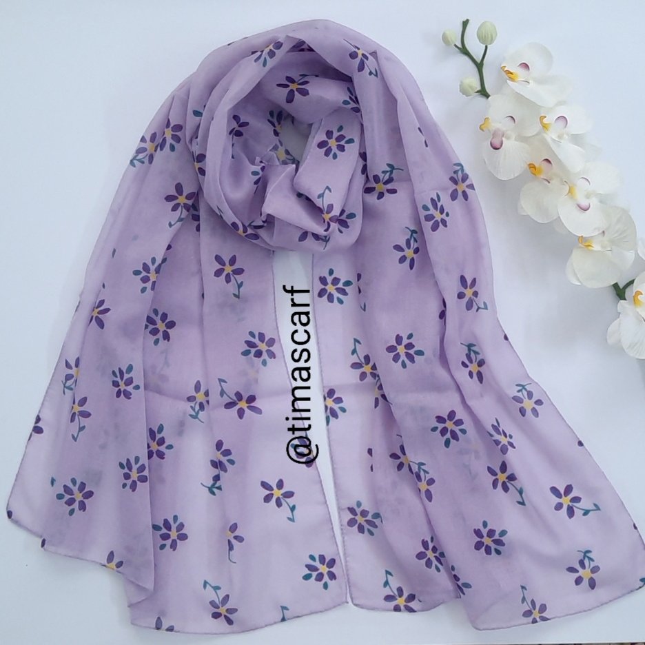 شال یاسی با طرح گلهای ریز بنفشه جنس نخی 