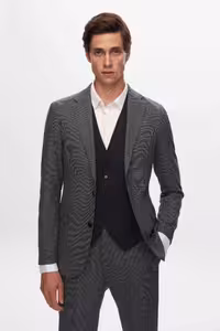 کت وشلوار آبی مردانه یقه مونو SLIM FIT NAVY با تیم ویسکوز ترکیبی D&#039;S Damat