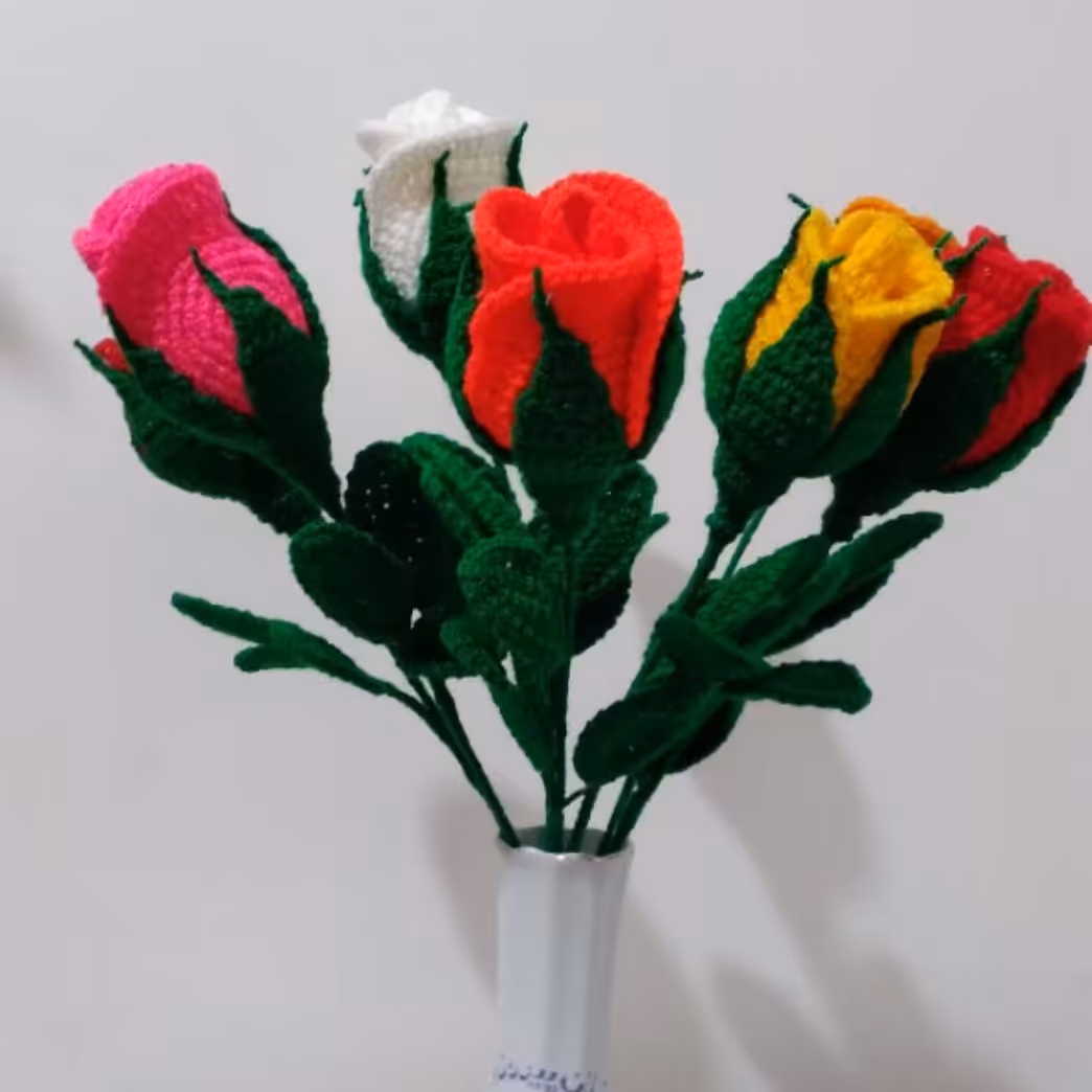 گل رز بافتنی