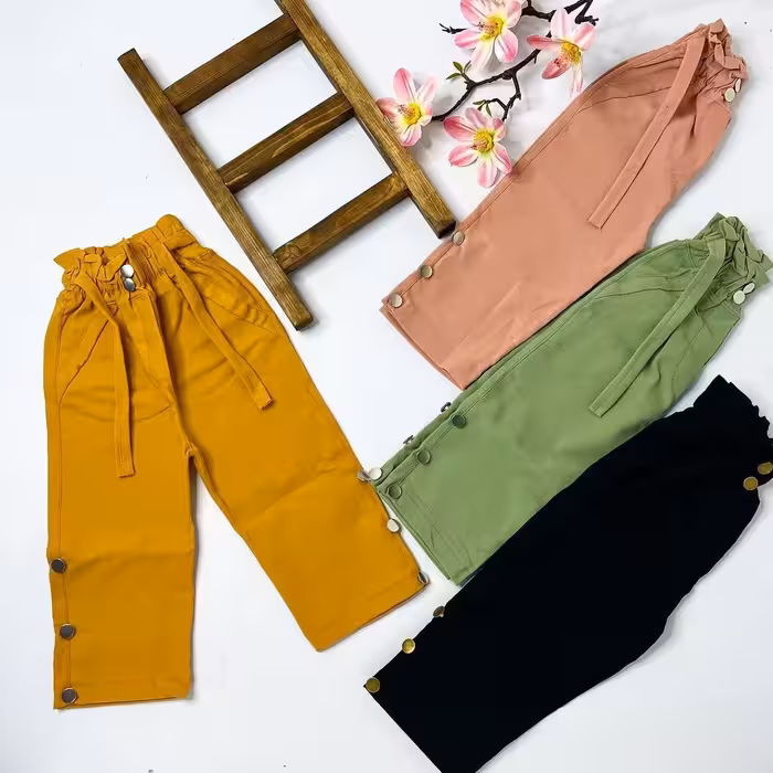 شلوار کتان کش دخترانه، سایز 45،50،55