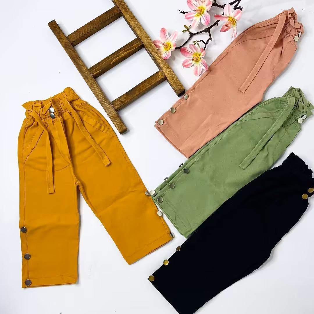 شلوار کتان کش دخترانه، سایز 45،50،55