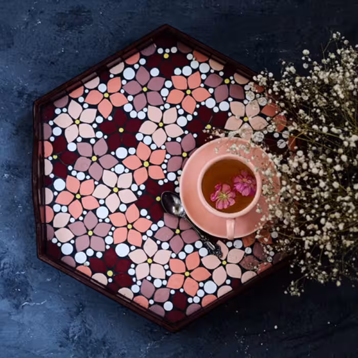 سینی شیش ضلعی کاشی کاری