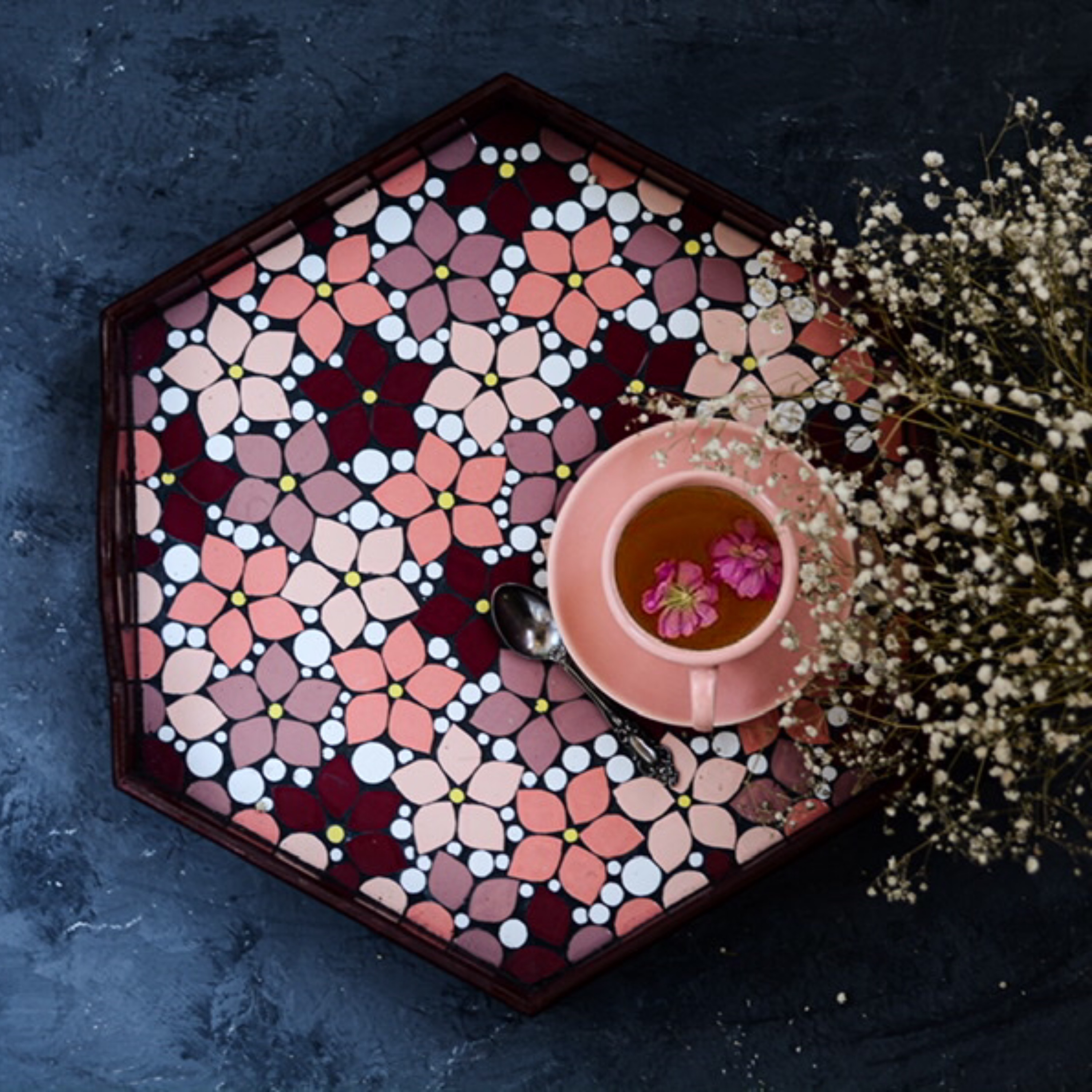 سینی شیش ضلعی کاشی کاری