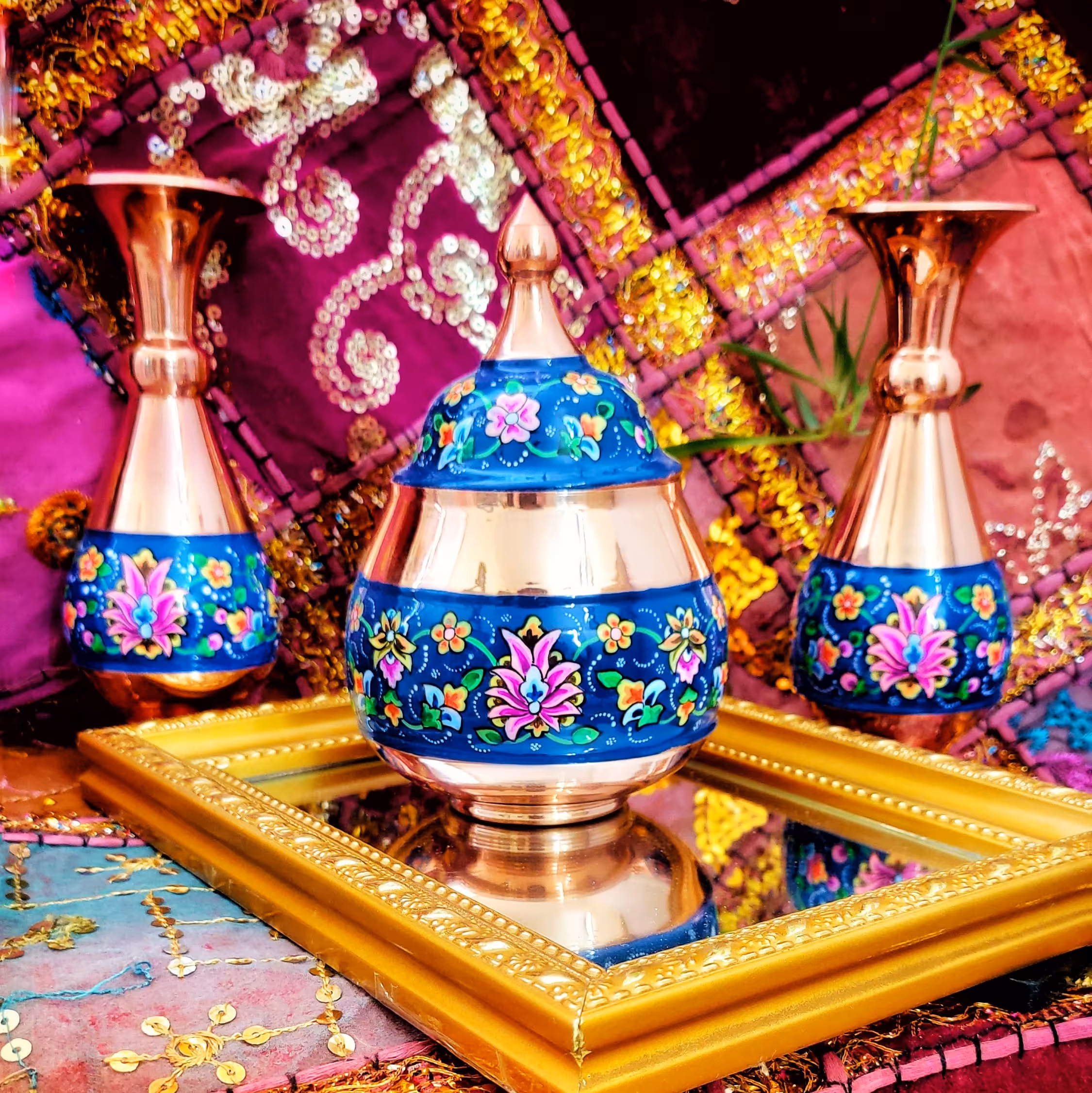 ست کلدان و شکلات خوری مسی مدل پرداز