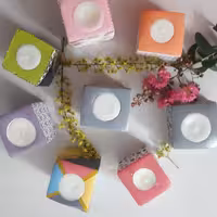 جا شمعی های رنگارنگ و مکعبی با طرحهای مختلف