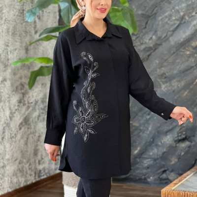 شومیز مانتویی بابوس دو نخ درجه یک مدل یلدا - کد 377