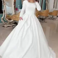 لباس عروسی ساتن آمریکائی تمام کلوش باژپون