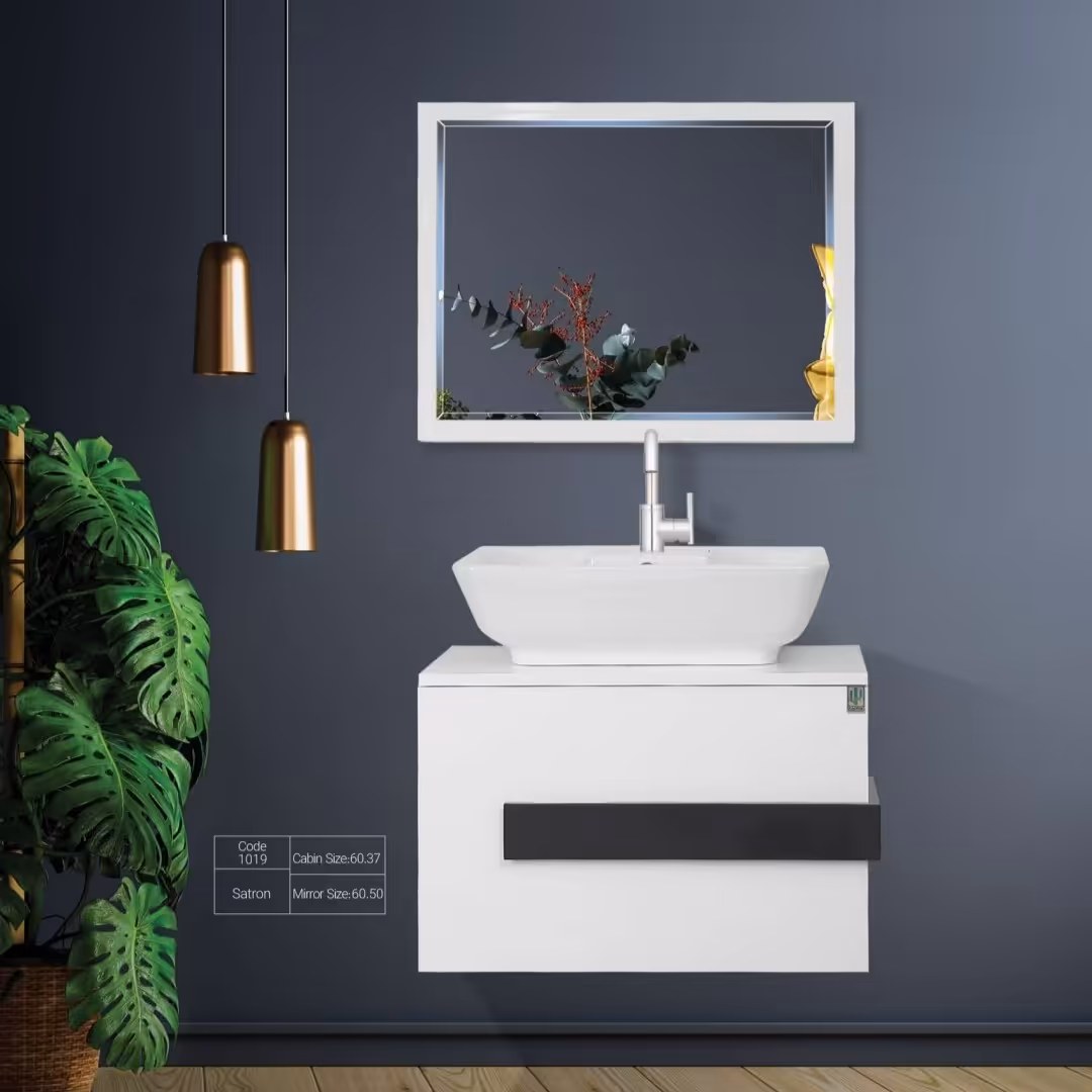 فولست کابین و روشویی کاکتوس کد 1019 مدل ساترون مستطیل  به سایز 60 در 37  همراه سنگ مستطیل گاتریا(ارسال به صورت پس کرایه)