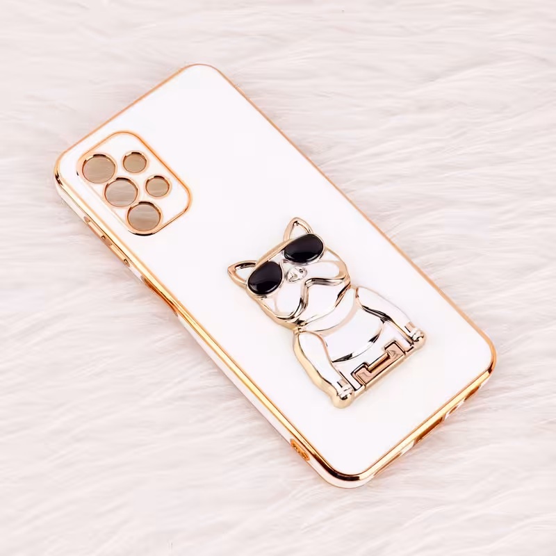 گارد سامسونگ A13 مای کیس براق استند طرح سگ رنگ سفید 